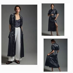 ANTHROPOLOGIE x SAMANT CHAUHAN Utility Shirt Dress- Metallic Slate (Size XXS)
